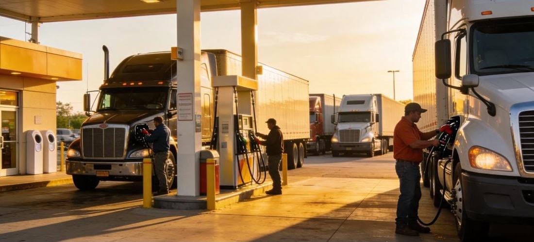 Operadores cargando diesel con descuento MXFS en estacion de servicio